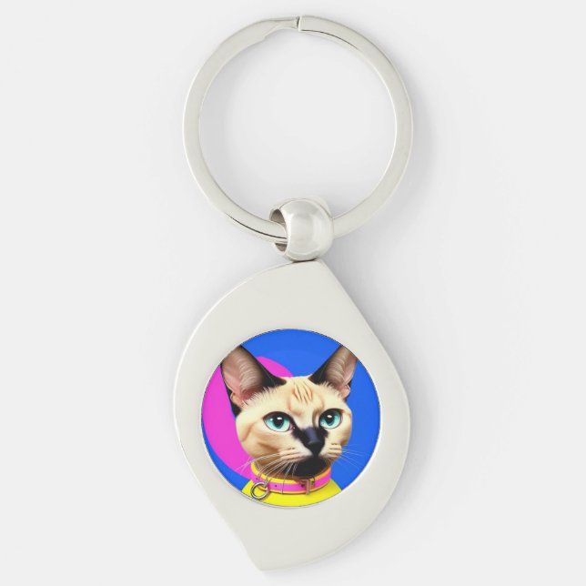 Cat With Striking Eyes Keychain (Front)
