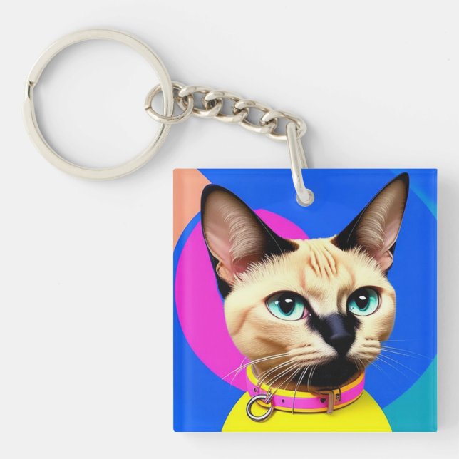 Cat With Striking Eyes Keychain (Front)