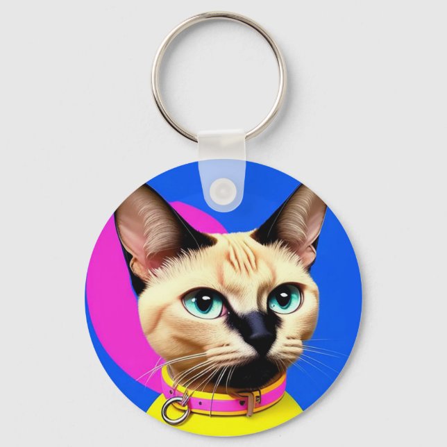 Cat With Striking Eyes Keychain (Front)