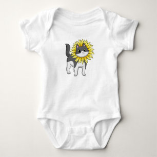 Cat with Sunflower Baby Bodysuit