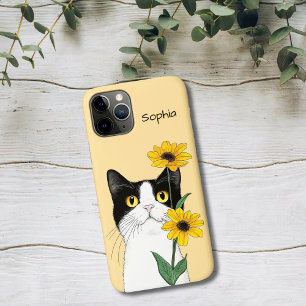 Cat with Sunflowers iPhone 11 Pro Case