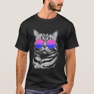 Cat with Sunglasses Bi Pride LGBTQ T-Shirt