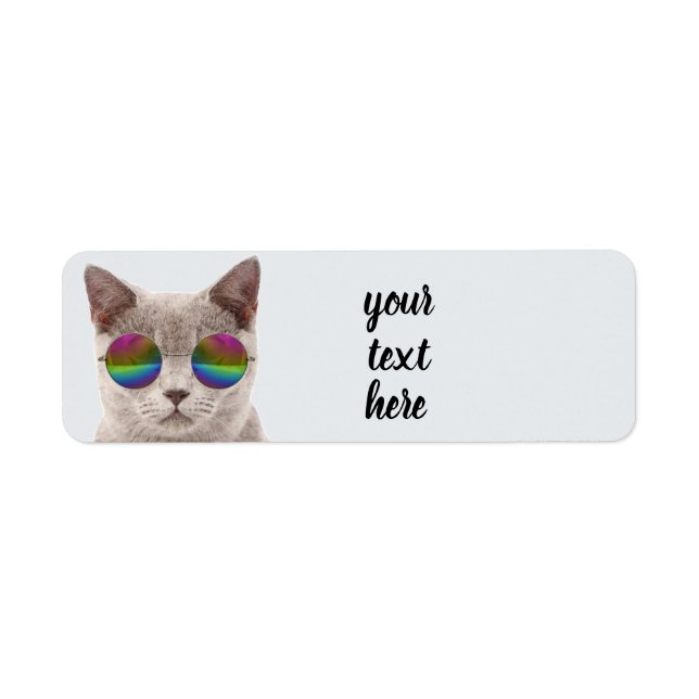 CAT With SUNGLASSES return ADDRESS LABELS (Front)