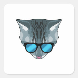 Cat with Sunglasses Square Sticker