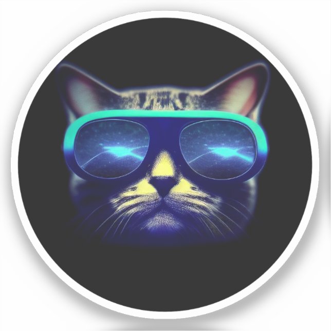 Cat with Sunglasses Sticker (Front)