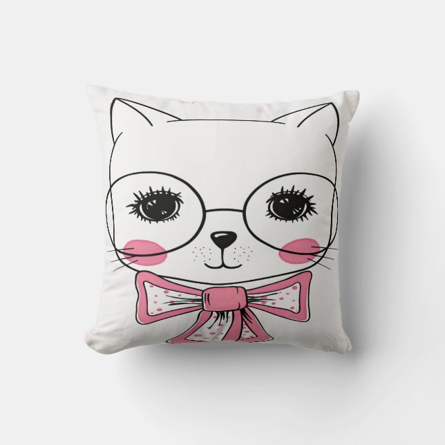 Cat with sunglasses throw pillow (Front)