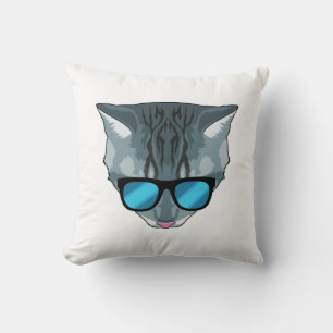 Cat with Sunglasses Throw Pillow