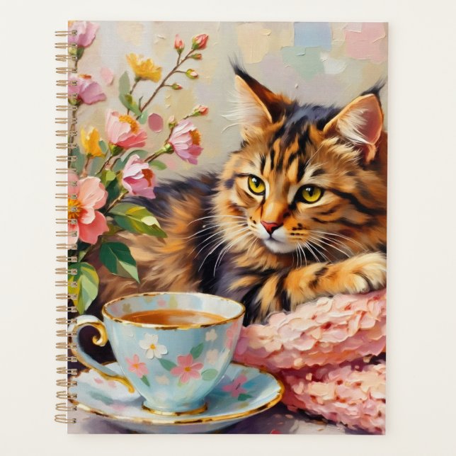 Cat with Tea Cup Planner (Front)