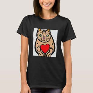 Cat With The Big Heart Cute Vintage Kitten T-Shirt