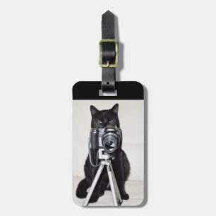 Cat with the camera luggage tag