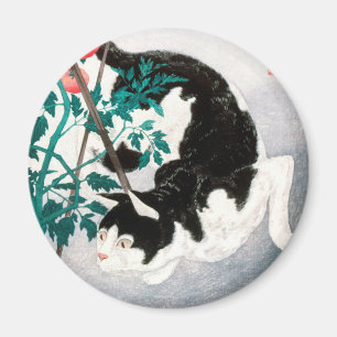Cat with Tomato Plant (1931) by Hiroaki Takahashi Magnet
