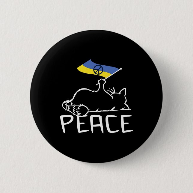 Cat With Ukraine Flag  2 Inch Round Button (Front)
