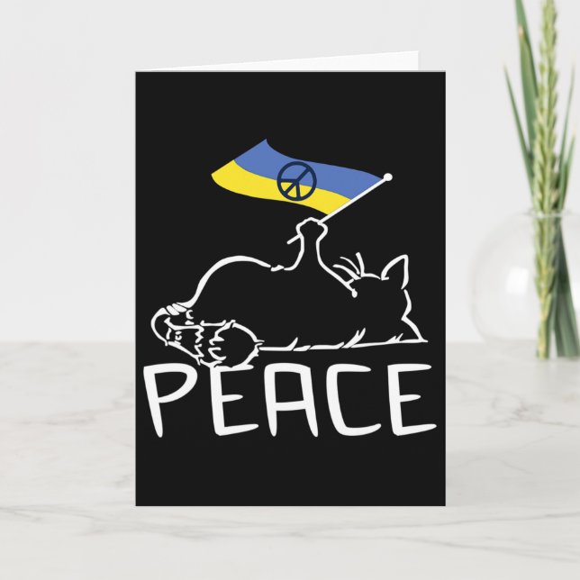 Cat With Ukraine Flag  Card (Front)