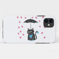 Cat with umbrella on head - Choose back colour