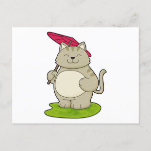 Cat with  Umbrella Postcard