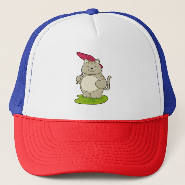 Cat with  Umbrella Trucker Hat (Front)