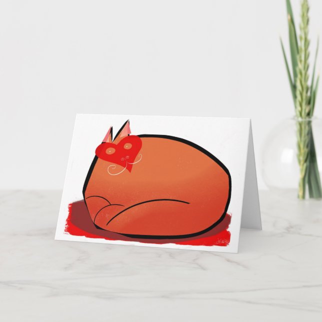 cat with Valentine face Holiday Card (Front)