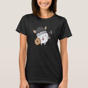 Cat with Viking Helmet Axe and Shield T-Shirt
