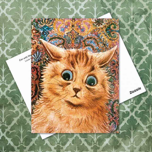 Cat with Wallpaper Background Louis Wain Postcard (Creator Uploaded)
