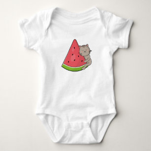 Cat with Watermelon Baby Bodysuit