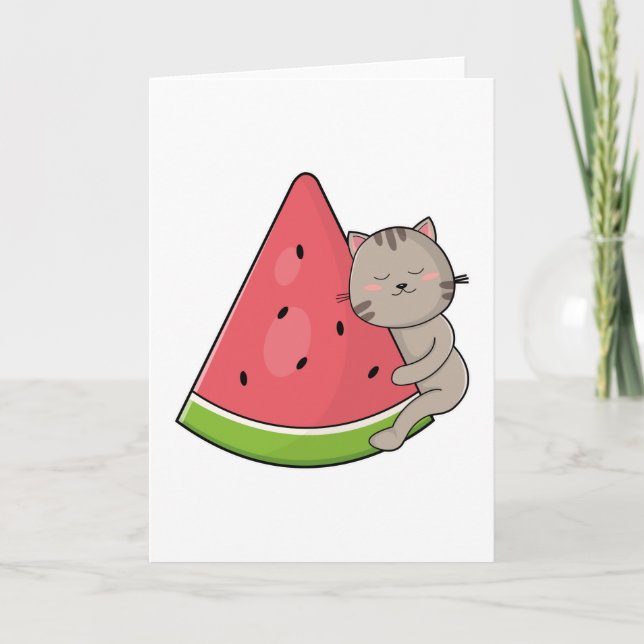 Cat with Watermelon Card (Front)