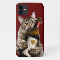 Cat With Wine Bottle