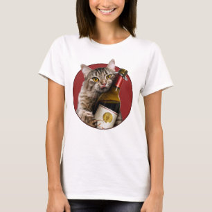 Cat With Wine Bottle T-Shirt