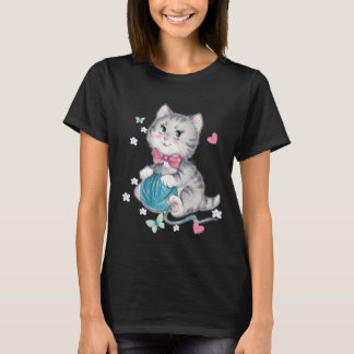 Cat With Wool Ball T-Shirt | Funny Cats Lover Gift