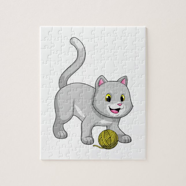Cat with Wool yarn ball Jigsaw Puzzle (Vertical)