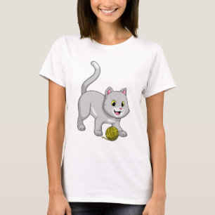 Cat with Wool yarn ball T-Shirt