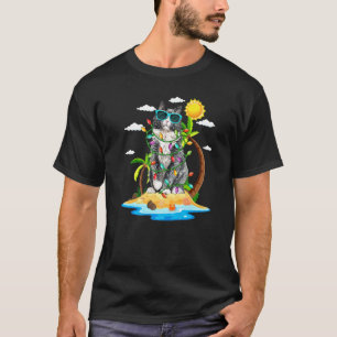 Cat With Xmas Lights Summer Vibes Christmas In Jul T-Shirt