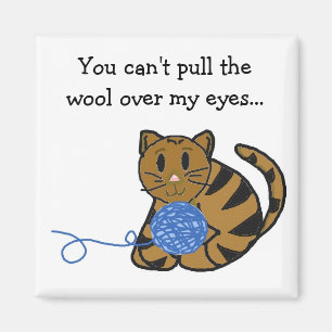 Cat with Yarn and Saying Magnet
