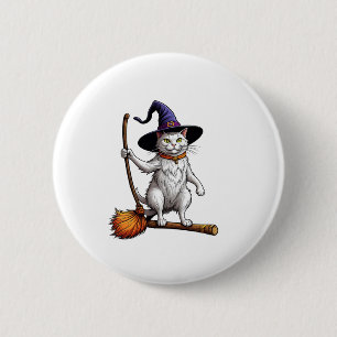 Cat Wizard Halloween Witch Mystical Cat Lovers _1 2 Inch Round Button
