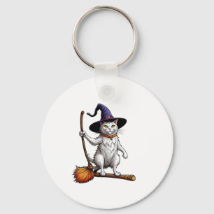 Cat Wizard Halloween Witch Mystical Cat Lovers _1 Keychain