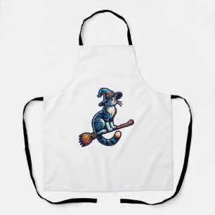 Cat Wizard Halloween Witch Mystical Cat Lovers Hal Apron
