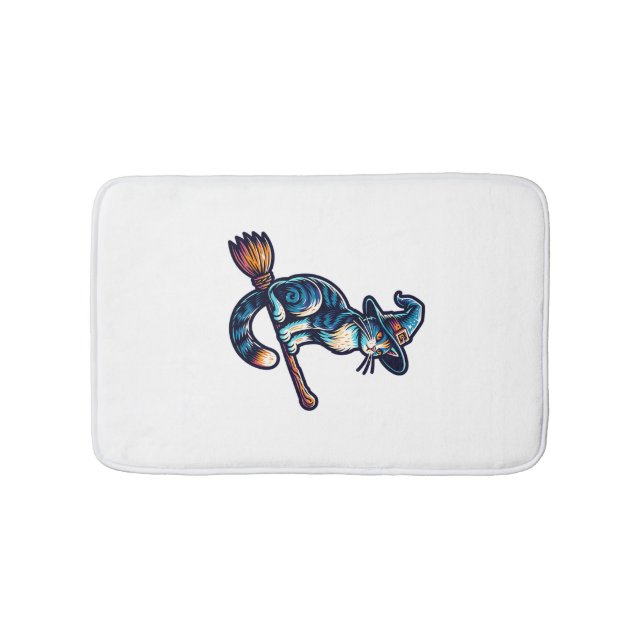 Cat Wizard Halloween Witch Mystical Cat Lovers Hal Bath Mat (Front)