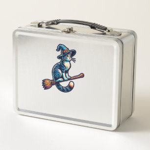 Cat Wizard Halloween Witch Mystical Cat Lovers Hal Metal Lunch Box