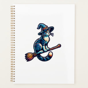 Cat Wizard Halloween Witch Mystical Cat Lovers Hal Planner