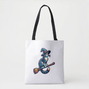 Cat Wizard Halloween Witch Mystical Cat Lovers Hal Tote Bag