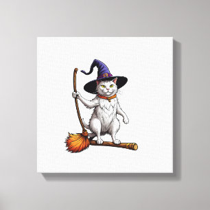 Cat Wizard Halloween Witch Mystical Cat Lovers Lon Canvas Print