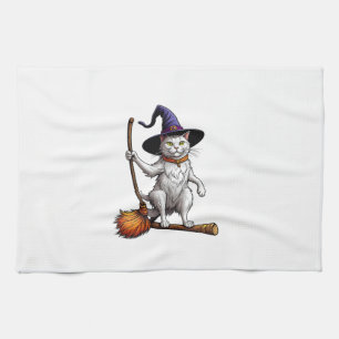 Cat Wizard Halloween Witch Mystical Cat Lovers Lon Kitchen Towel