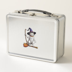 Cat Wizard Halloween Witch Mystical Cat Lovers Metal Lunch Box