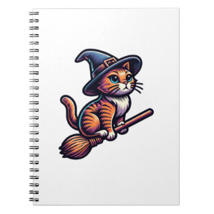 Cat Wizard Halloween Witch Mystical Cat Lovers  Notebook