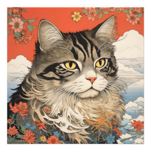 Cat Woodblock Photo Print