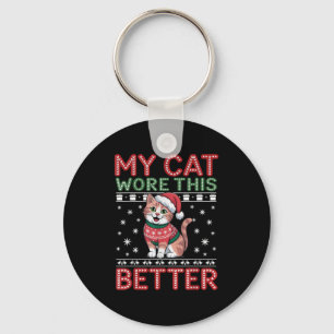 Cat Wore This Better Family Matching Ugly Christma Keychain