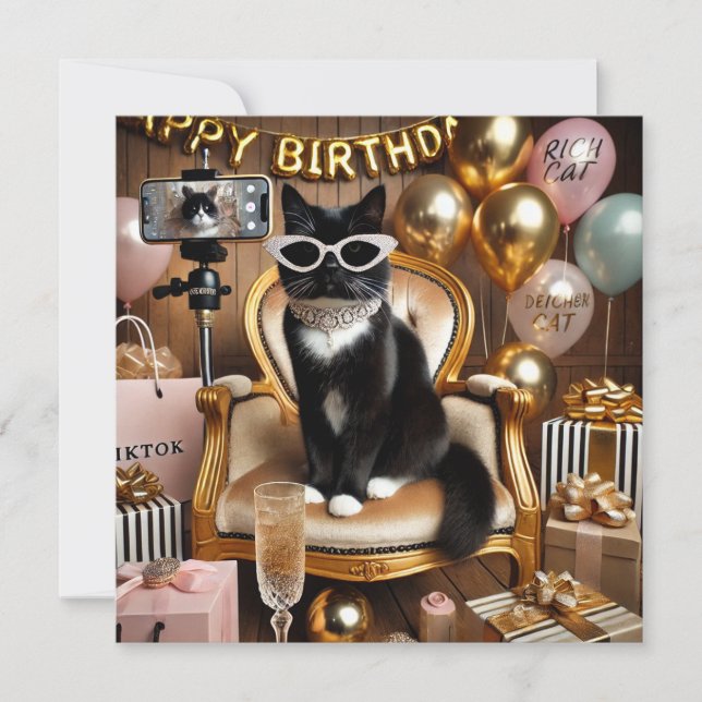 Cat Working Woman Party Invitation  (Front)