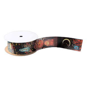 Cat world clock and moon satin ribbon