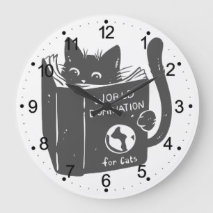 Cat world domination for cats - Choose back color Large Clock