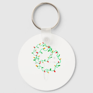 Cat Wrapped In Christmas Lights Meowy Cats Women M Keychain