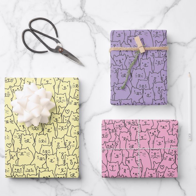 Cat Wrapping Paper, Kitten Gift Wrap (Front)